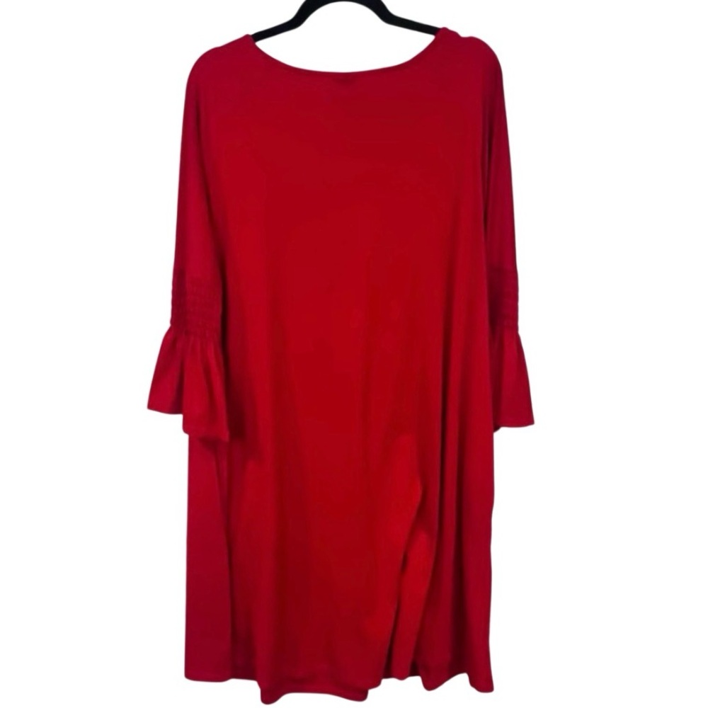 Elegant Agnes & Dora Red Bell Sleeve Swing Dress XL Boho Stretch Knit Tunic - Picture 4 of 9